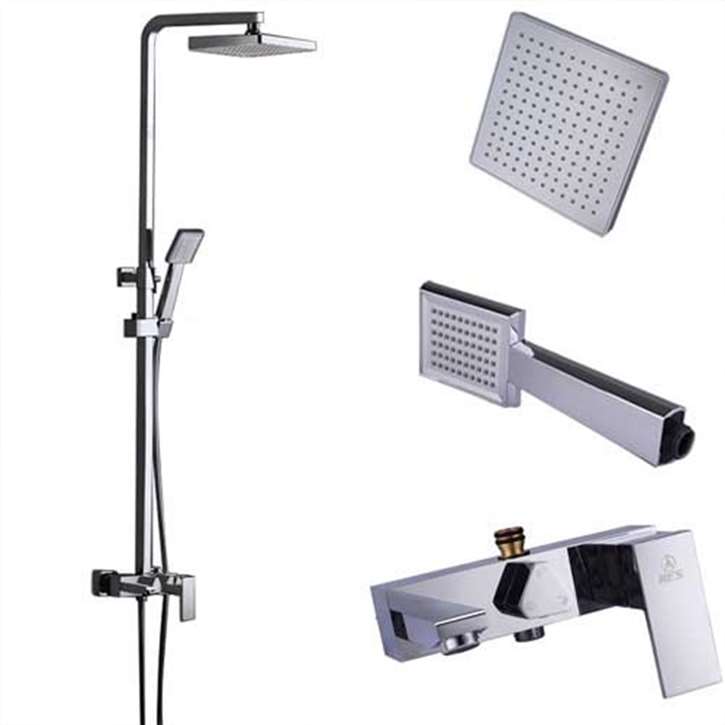 Naples Chrome Finish Wall Mount Rainfall Shower Set