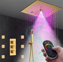 Fontana 4 Functions Reggio di Calabria Luxury Brushed Gold LED Shower Faucet