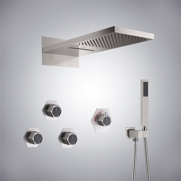 Fontana Nanterre Brushed Nickel LED Musical Shower