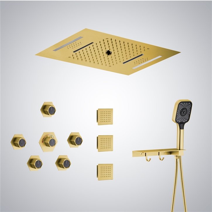 Fontana Saint-Nazaire Brushed Gold LED Musical Shower Set