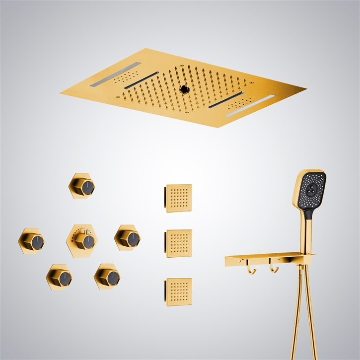 Fontana Saint-Nazaire Gold Multifunction LED Shower Set