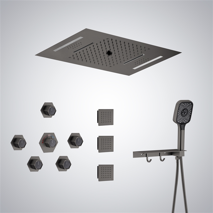 Fontana Saint-Nazaire Gun Metal Gray LED Lighting And Music Shower Set