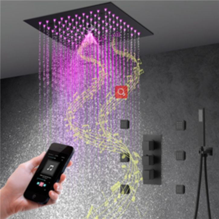 Fontana Cava deâ€™ Tirreni 4 Functions Luxury Black LED Shower Faucet