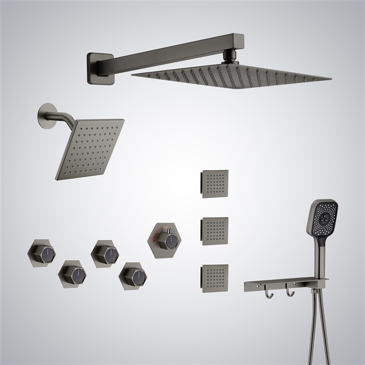 Fontana Venissieux Gun Metal Gray 12" Dual Shower System