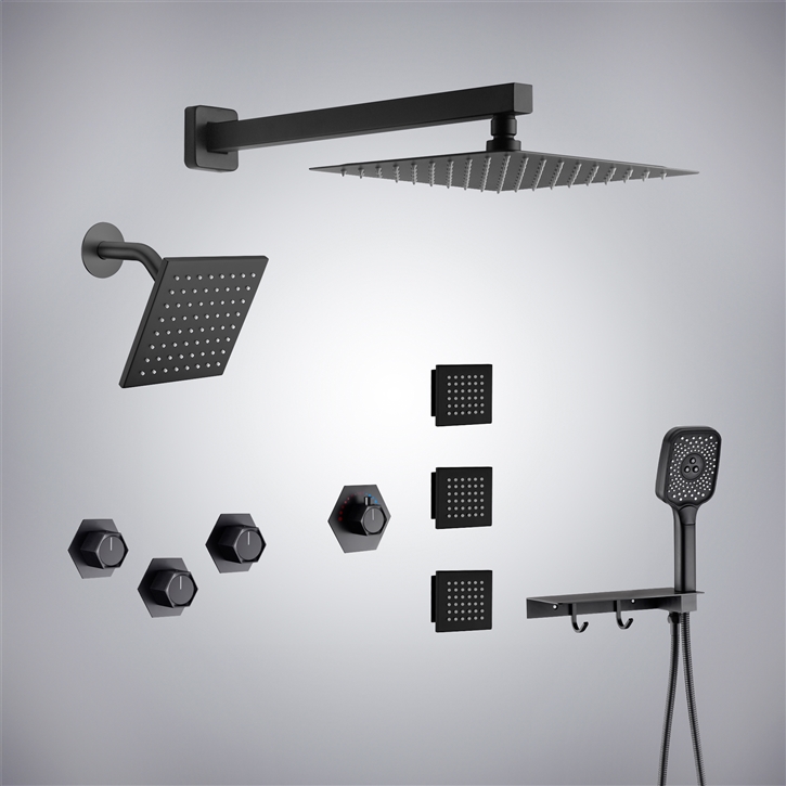 Fontana Venissieux Matte Black 12-Inch Dual Shower System