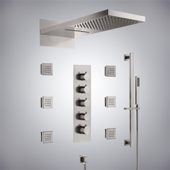 Fontana Tournefeuille Brushed Nickel Color Changing  Musical Shower Set