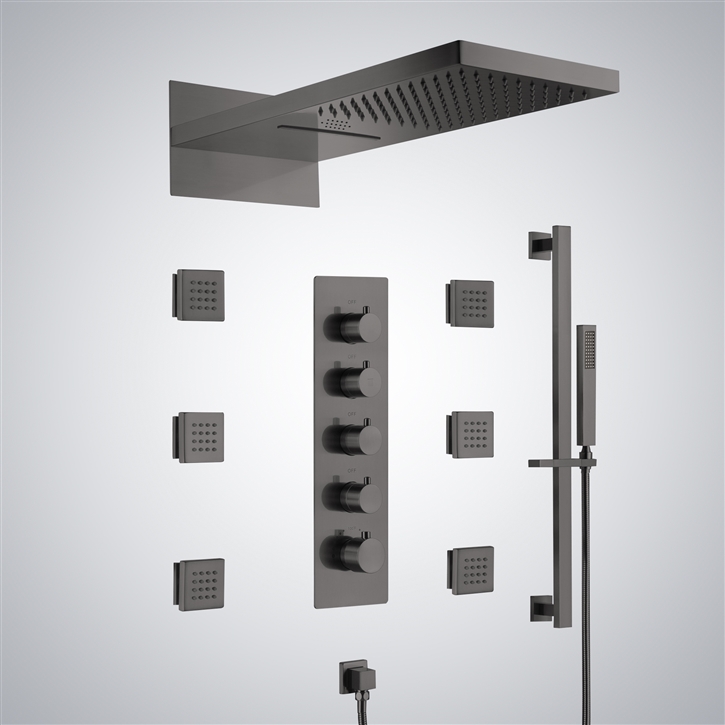 Fontana Tournefeuille Gun Metal Gray Music Shower Set With LED