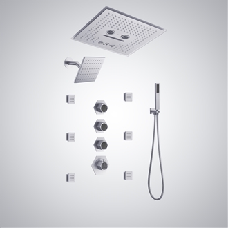 Fontana Pioggia Chrome Thermostatic LED Shower Set