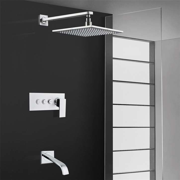 Fontana Rio Chrome Wall Mount LED Shower Set with Two Function Mixer