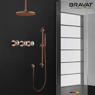 Bravat Light Oil Rubbed Bronze Ceiling Mount Shower Set with Rainfall Shower Head