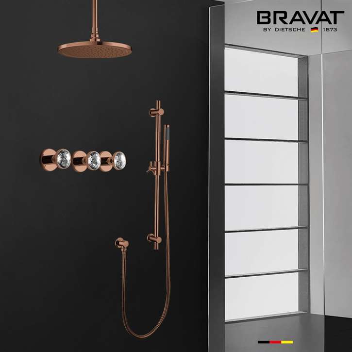 Bravat Light Oil Rubbed Bronze Ceiling Mount Shower Set with Rainfall Shower Head