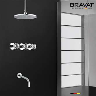 Bravat New Chrome Ceiling Mount Shower Set with Rainfall Shower Head