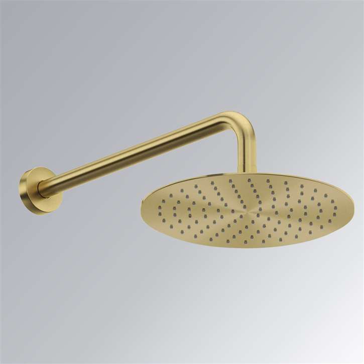 Fontana Gold Plated Brass Wall Mount Rainfall Shower Head Ultrathin