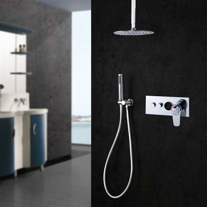 Fontana Lima Chrome Round Shower Set with 2-Way Digital Mixer