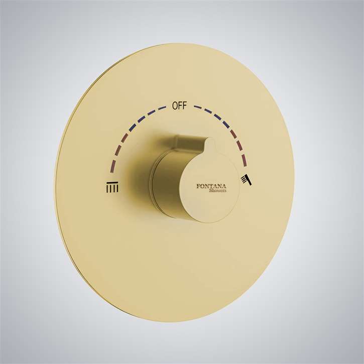 Fontana Brushed Gold Contemporary Design In-Wall Shower Valve Mixer 2-way Outlet Concealed