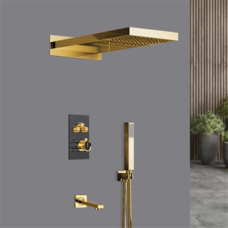 Fontana Conegliano Matte Black and Gold Shower Set