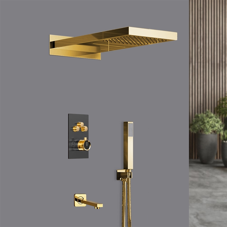 Fontana Conegliano Matte Black and Gold Shower Set