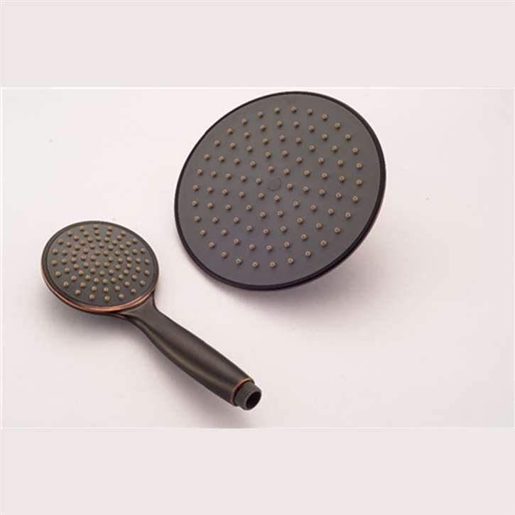 Oil Rubbed Bronze Shower Head+Handheld Bathroom Faucet Fitting