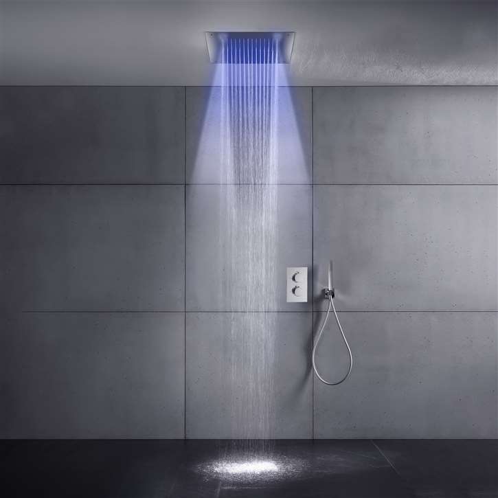 Valencia Thermostatic LED Shower System with Hand Held Shower