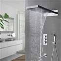 Wall Mount Waterfall Rainfall Chrome Finish Shower Head with Handheld Shower and Faucet Spout