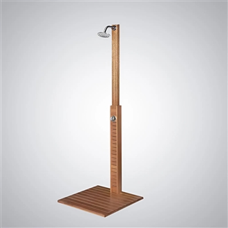 Fontana Nimes Rainfall Floor Stand Wood Outdoor Shower Panel