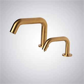 Fontana Marsala Brushed Gold Restroom Sensor Faucet and Soap Dispenser