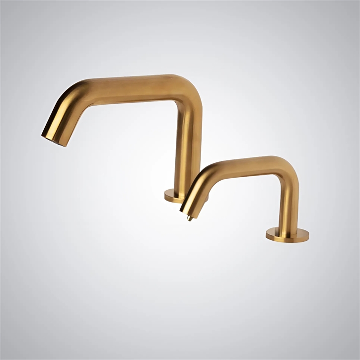 Fontana Marsala Brushed Gold Restroom Sensor Faucet and Soap Dispenser