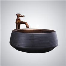 Fontana Miramas Black & Copper Bathroom Vessel Sink and Touchless Motion Sensor Faucet