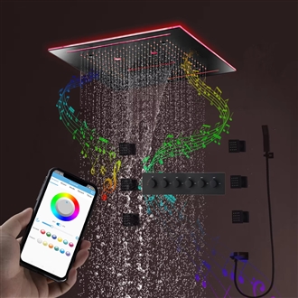 Fontana Abbeville Matte Black Colorful LED Thermostatic Shower System