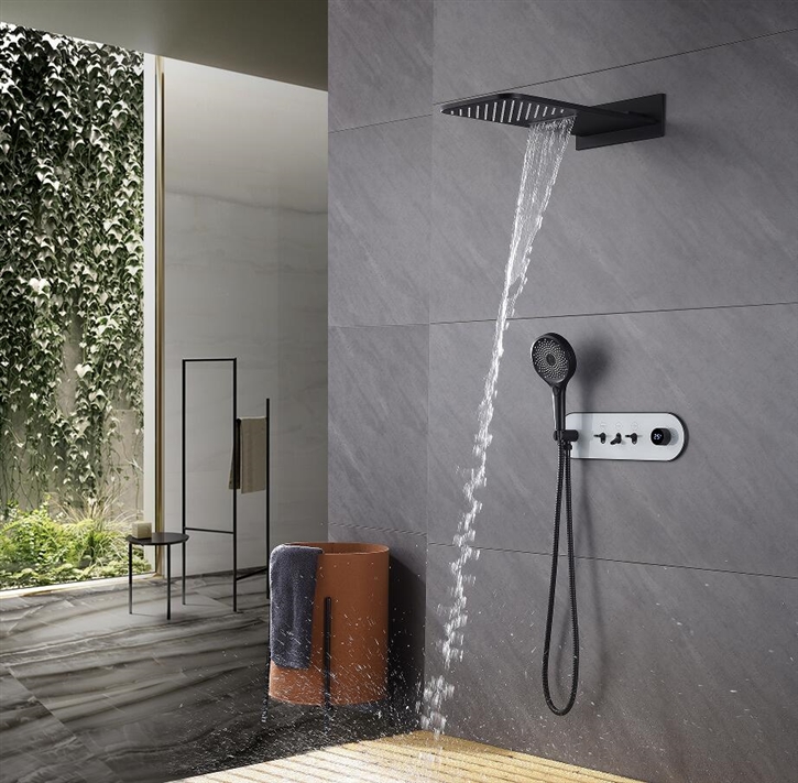 Fontana Chateauroux Matte Black Wall Mounted Digital Display Shower System