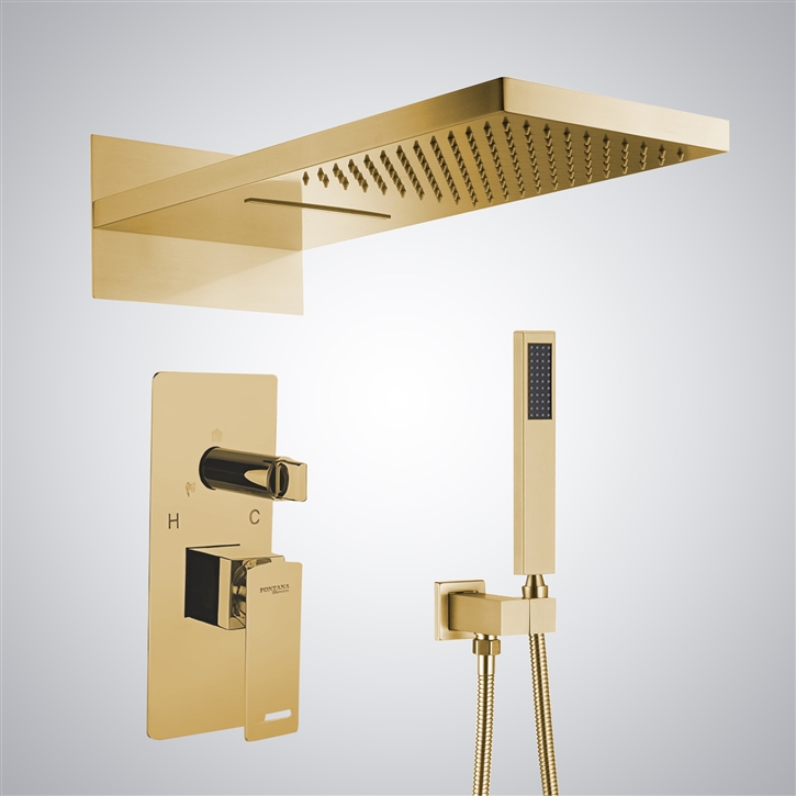 Fontana Compiegne Brushed Gold Wall Mounted Shower System