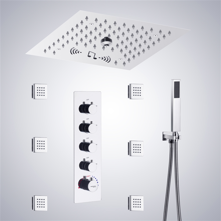 Fontana Villemomble Chrome LED Light with Music Shower System