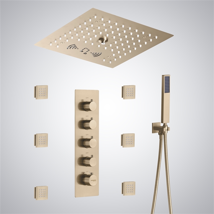 Fontana Villemomble Champagne LED Light with Music Shower System