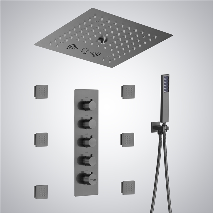 Fontana Villemomble Gun Metal Gray LED Light with Music Shower System