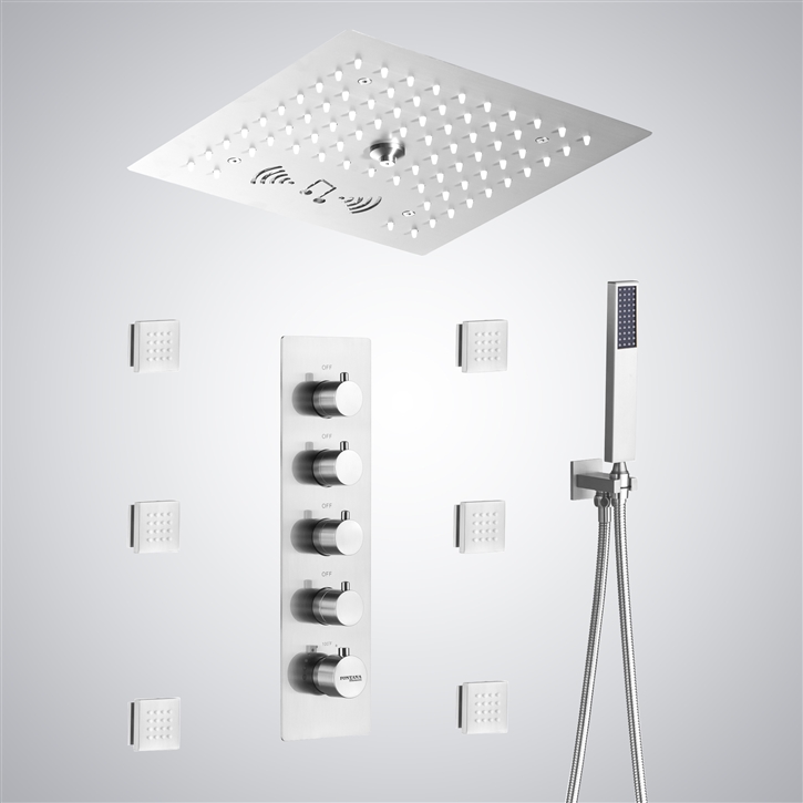 Fontana Villemomble Matte White LED Light with Music Shower System