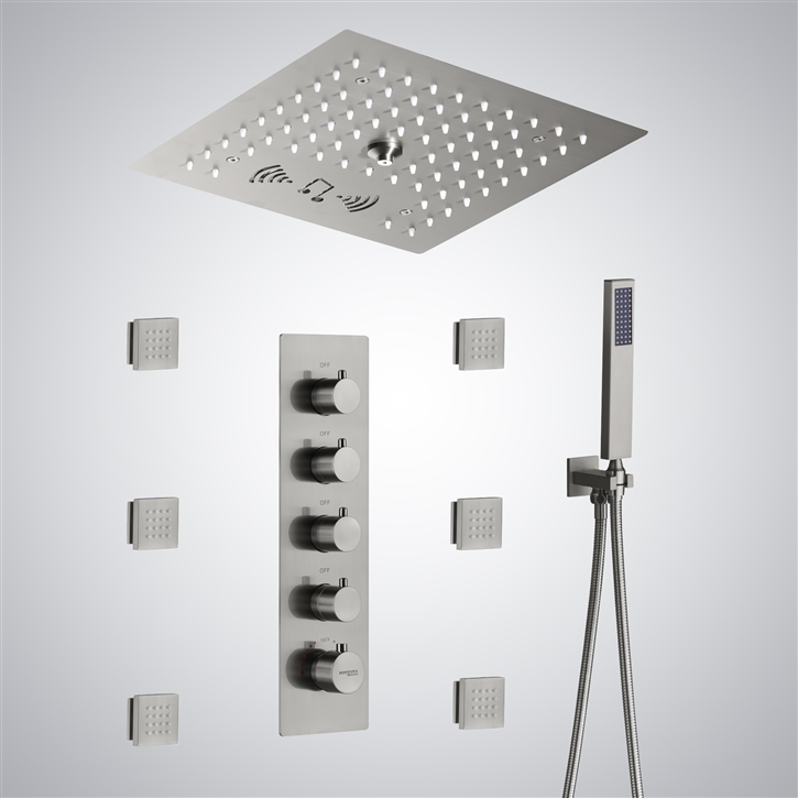 Fontana Villemomble Brushed Nickel LED Light with Music Shower System