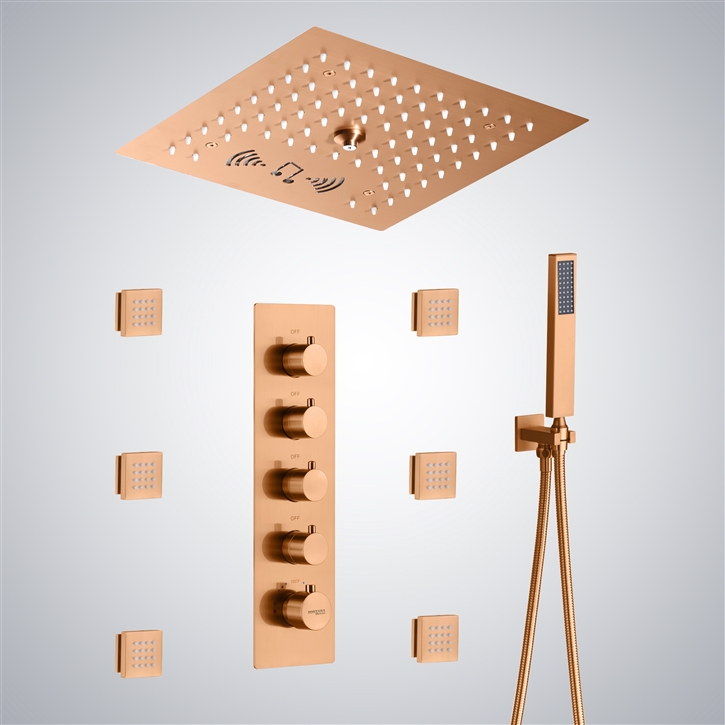 Fontana Villemomble Rose Gold LED Light with Music Shower System