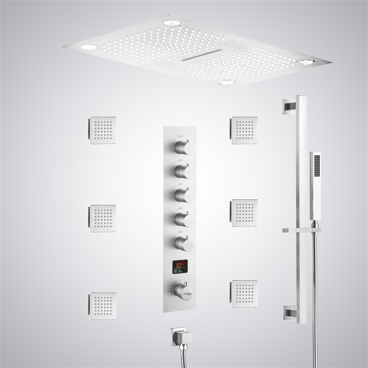 Fontana Montgeron Matte White Ceiling Mounted LED Digital Display Music Shower Set