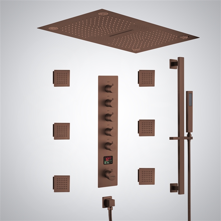 Fontana Montgeron Oil Rubbed Bronze Ceiling Mounted LED Digital Display Music Shower Set