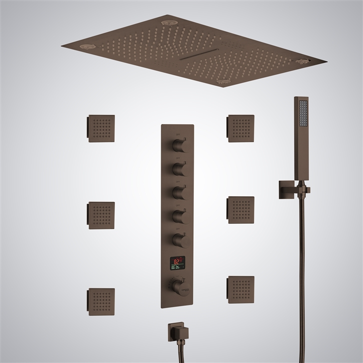 Fontana Montlhery Oil Rubbed Bronze 5 Function LED Thermostatic Digital Display Shower Set with Music