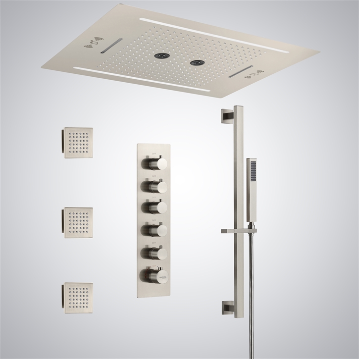 Fontana Alencon Brushed Nickel Ceiling Mounted LED with Music Shower Set