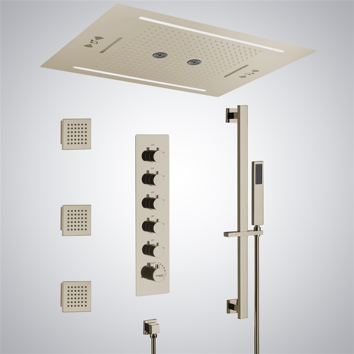 Fontana Alencon Champagne Ceiling Mounted LED with Music Shower Set