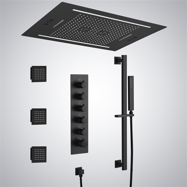 Fontana Alencon Matte Black Ceiling Mounted LED with Music Shower Set