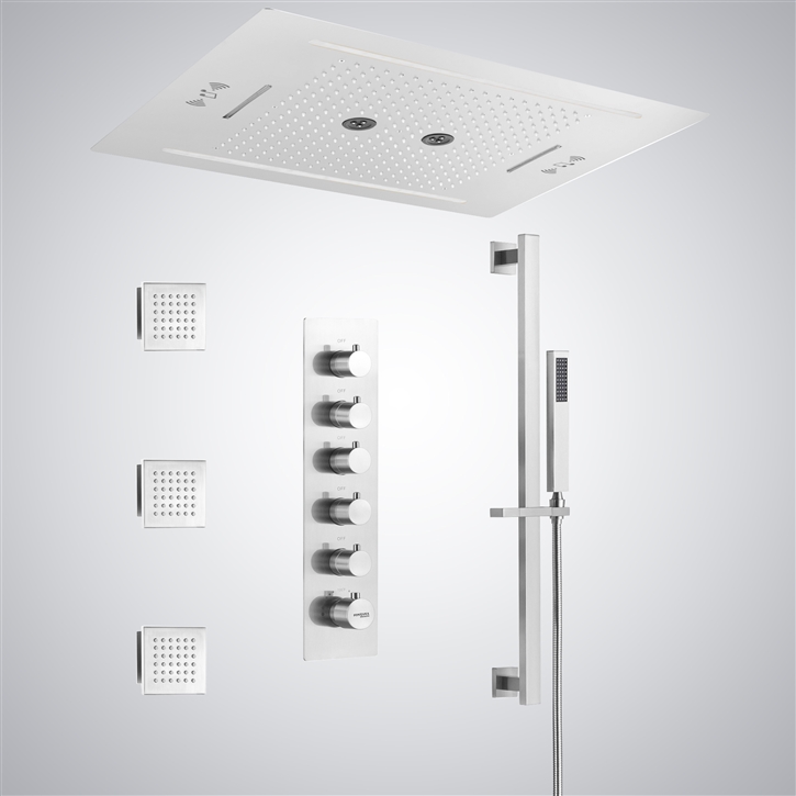 Fontana Alencon Matte White Ceiling Mounted LED with Music Shower Set