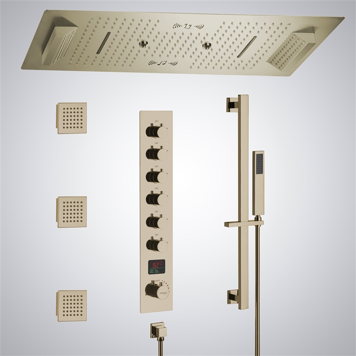 Fontana Serenite Champagne Ceiling Mounted LED with Music Shower Set