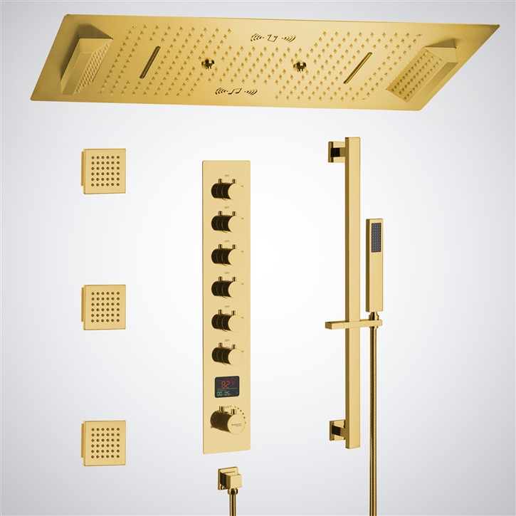 Fontana Serenite Gold Ceiling Mounted LED with Music Shower Set