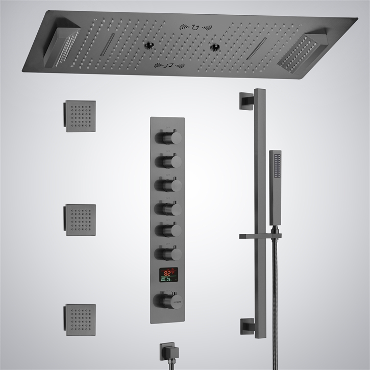 Fontana Serenite Gun Metal Gray Ceiling Mounted LED with Music Shower Set