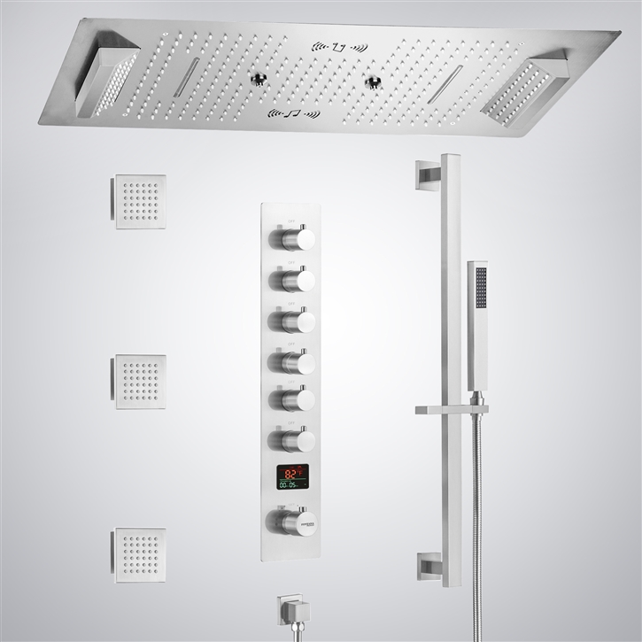 Fontana Serenite Matte White Ceiling Mounted LED with Music Shower Set