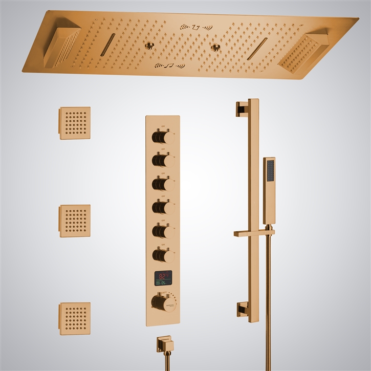 Fontana Serenite Rose Gold Ceiling Mounted LED with Music Shower Set