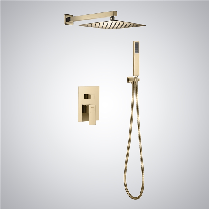 Fontana Luce Brushed Gold Two Function Modern Shower Set